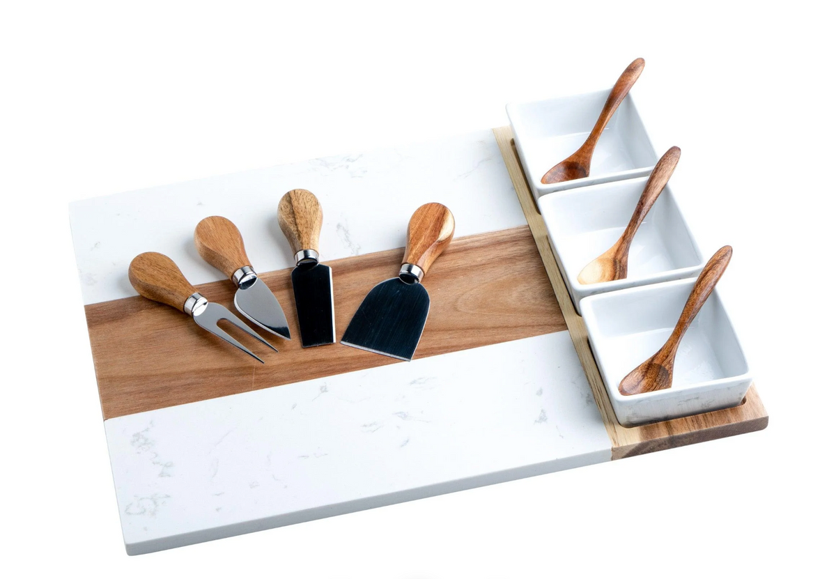 Marble & Acacia Charcuterie Set