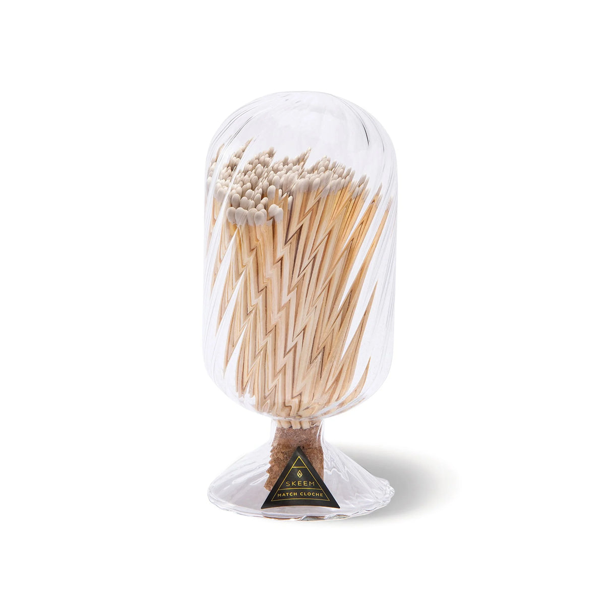 SKEEM Helix glass match cloche with white-tip matches