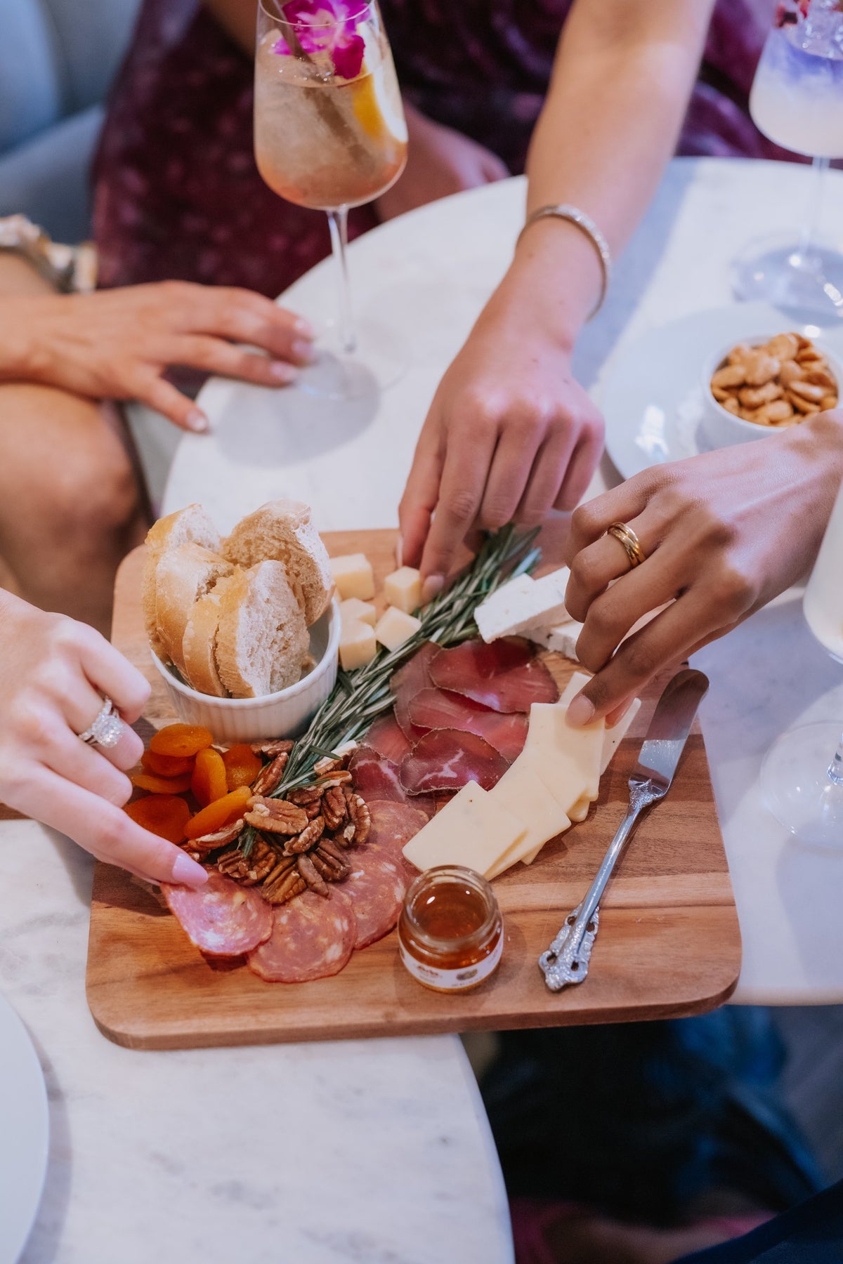 Guests sharing a cheese board at Bocage