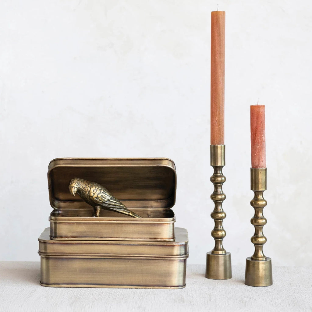Antique Gold Taper Holders — Set of Two